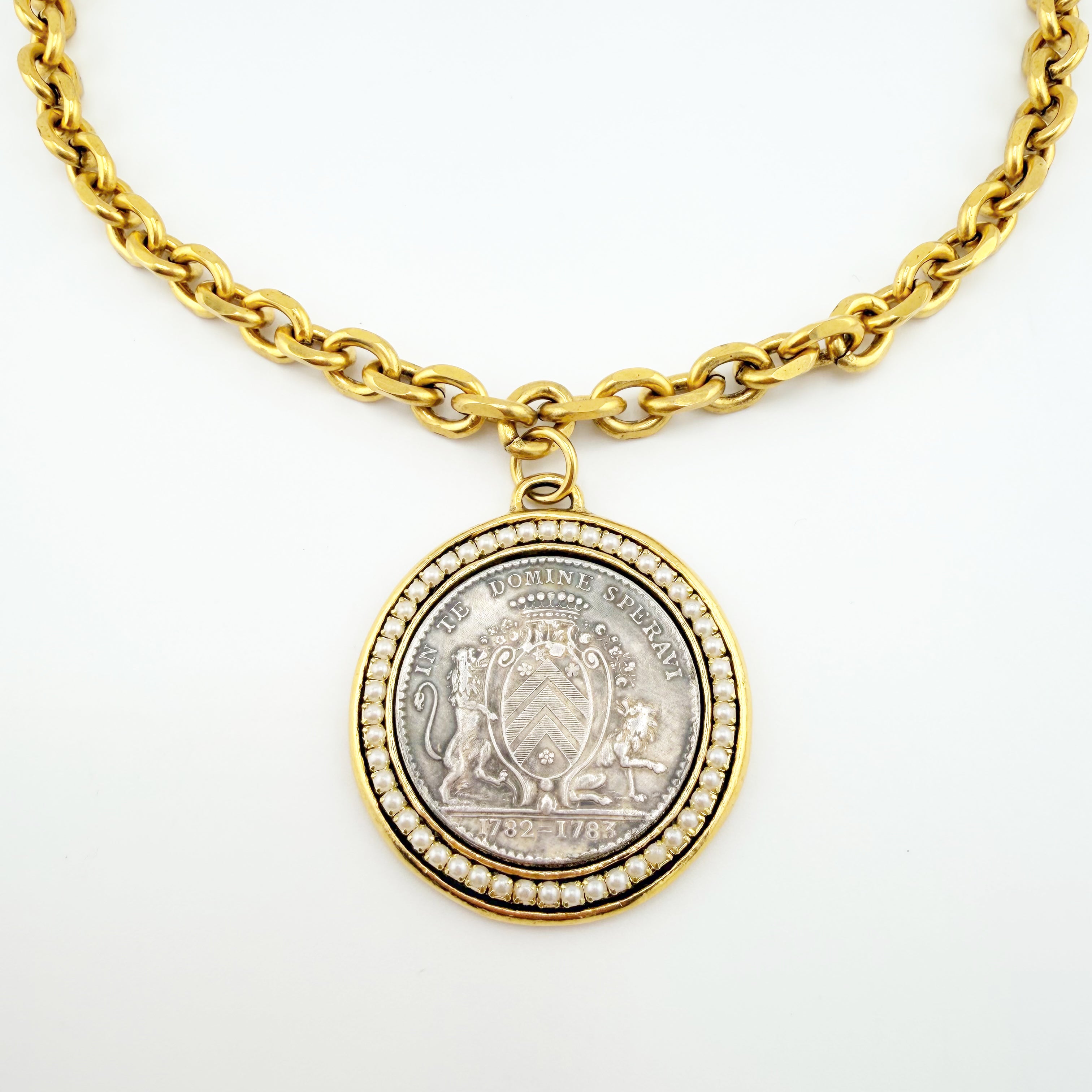 The Dual Heirloom Coin Necklace, Pearl or Black Rhinestone – The